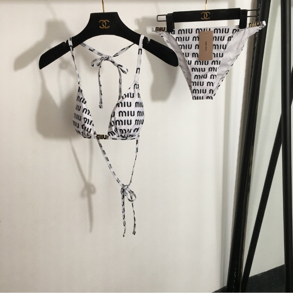 Miu Miu Black and White Logo Bikini